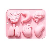 Moules En Silicone De Grandes Formes Pour Orgue - Cerveau, Cœur, Foie, Intestin, Poumon, Estomac, Bonbons, Mules En Forme D'orgue, Moues De Cuisson À 6 Cavités, Moules Pour Chocolat, Fondant, Décora