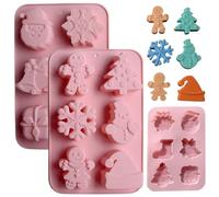 Moules en Silicone de noël 2 pièces, moules à chocolat sur le thème de noël 3D pour faire du chocolat, des bonbons, des gommes, la glace, la gelée, la cire fondue