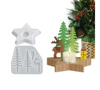 Moules en Silicone de Noël - Outils De Création Étoile Et Renne,Moule Arbre de Noël pour Porte-Bougie - Pour Décor De Bureau, Arts Et Artisanat De Fête, Pièces Maîtresses,