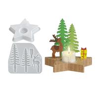 Moules en Silicone de Noël - Outils De Création Étoile Et Renne | Moule Arbre de Noël pour Porte-Bougie | Pour Décorations De Fêtes À La Maison, Centres De Table, Cadeaux
