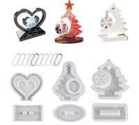 Moules en Silicone de Noël pour Résine 6 Pièces, en Silicone Facile à | Moules Cadre Photo Flocon de Neige en Résine Pour Débutants, Maman, Couples, Table à Manger, Chevet, Bureau et