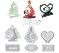 Moules en Silicone de Noël pour Résine 6 Pièces, en Silicone Facile à | Moules Cadre Photo Flocon de Neige en Résine Pour Débutants, Maman, Couples, Table à Manger, Chevet, Bureau et