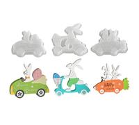 Moules en silicone de Pâques - 3 pièces en forme de lapin chevauchant une figurine de plâtre à vélo | Diffuseur d'arômes en forme de lapin | Kit de moulage de de soja printanier - Moule fantaisie