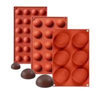 Moules en silicone demi-sphère, MKNZOME Lot de 3 moules en silicone demi-sphère, moules à pâtisserie en silicone pour réaliser du chocolat, des gâteaux, de la gelée, des mousses en dôme, des bonbons