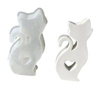 Moules en silicone en forme de chats en forme de cœur creux pour savon, gypse, fondant, moule en silicone pour chocolat, bonbons, moule de cuisson