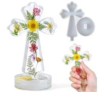 Moules en silicone en forme de croix avec base de 17,8 cm - Moule en silicone pour moulage de résine époxy, crucifix fantaisie, baptême, bougie, loisirs créatifs, gypse, décoration d'intérieur