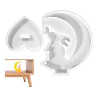 Moules en silicone en forme de de lune - Cadre de versement en époxy extra large, adorable motif de lièvre de, motif artisanal en résine souple | Ensemble de conception d'ornements