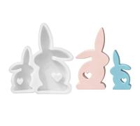 Moules en silicone en forme de lapin de Pâques - Moule en silicone - Lapin de Pâques - Moule en silicone - Décoration de Pâques - Moules en plâtre pour mouler des bougies - Plâtre - Bricolage (B)