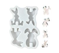 Moules en silicone en forme de lapin de Pâques - Réutilisable - 4 cavités - Démoulage facile - Pour chocolat, biscuits, fondant, savon, décoration, bricolage, idées cadeaux