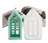 Moules en silicone en forme de maison - Moule en silicone anti-adhésif pour mouler des moules en résine époxy, moules à bougies, réutilisables pour la maison