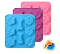 Moules en Silicone en Forme de Patte Chien, 3 Pcs Moule en Siliconepour Chocolat, Bonbons, Glaçons, Gelée, Friandises pour Chiens, Moules Antiadhésifs en Silicone de Qualité Alimentaire