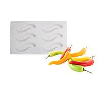 Moules en silicone en forme de piment pour gâteau mousse, moule de cuisson 3D, moule à dessert pour pâtisserie, truffe, gelée, moules à dessert en silicone à 12 cavités, inserts en anneau