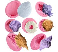 Moules en silicone en forme d'oursin en forme de coquillages pour décoration de gâteau, décoration de cupcakes, chocolat, savon, argile polymère, résine époxy, béton, ciment, plâtre, projets