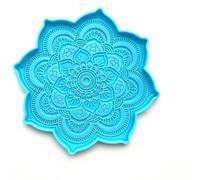 Moules en silicone en résine époxy bleue - Dessous de verre mandala - Moule en résine époxy pour loisirs créatifs, décoration d'intérieur, outils de sculpture, plateau à fleurs, tapis de tasse (11,9 x