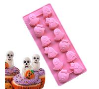 Moules en silicone Halloween | Moule à gâteau en silicone | Moule amusant en silicone pour bonbons | Petits moules à collations de fruits fantômes Décoration d'Halloween Moule à gâteau fantôme avec 12