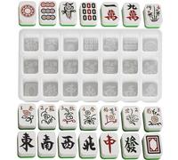 Moules en silicone Mahjong pour résine, moule à carreaux Mahjong | Moules de coulée de domino - Moules de coulée en résine époxy en silicone pour Mahjong chinois pour bac à glace al c