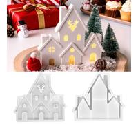 Moules en Silicone Maison, Moule Silicone Noël Maison, Moule Bougie, Moules Resine Epoxy pour Bougie DIY Décoration