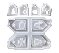 Moules en silicone - Mini maison en silicone m| Décoration de vacances en résine | Moules de ciment de Noël à 4 cavités | Moules de ciment de décoration d'intérieur sans effort | Plateau de maison