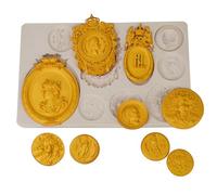 Moules en Silicone, Moule à Fondant pour Pièces de Monnaie, 9 Cavités Moules à Chocolat et Bonbons pour Décoration de Gâteau Topper Pâte à Gomme Argile Polymère