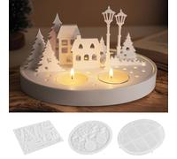 Moules en silicone - Moule en silicone - Pour maison - Printemps - Arbre - Moule en plâtre - Moule en silicone - Maison - Bougeoir en silicone - Printemps (A)