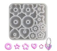 Moules en silicone, moules en résine en forme de cœur, d'étoile, de fleur, boucles d'oreilles, bijoux, pendentifs, porte-clés, breloques, pour la fabrication artisanale