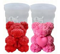 Moules en silicone ours 3D,MINI moule à bougie ours rose,moule à bougie ours fleur, moules à couler,DIY cadeaux d'anniversaire,moules à savon,moules à plâtre,bougies parfumées Décoration de gâteaux