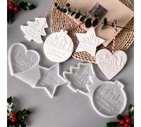 Moules en Silicone Pendentif, Moule Silicone Noël, Étoile Amour Sapin de Noël Pendentif Moules Resine Epoxy pour Noël DIY Décoration