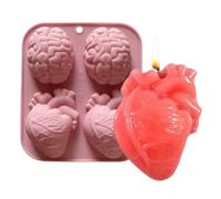 Moules en silicone polyvalents pour résine, chocolat et plus encore, multi-formes en trois dimensions, antiadhésif pour projets créatifs, formes de cerveau, cœur, env. 16,3 x 12,9 x 3,2 cm