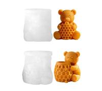 Moules en silicone - Pot à miel - Ours - 3D - Moule en silicone - Ours - Bougies en silicone - Animaux - Moule à bougies pour moulage de bougies - Moule à bougies pour plâtre - Bougie parfumée (BC)