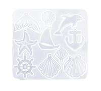 Moules en silicone pour boucles d'oreilles en résine époxy avec trou pour loisirs créatifs, fabrication d'étoiles de mer, coquillages, porte-clés pour résine époxy