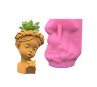 Moules en silicone pour couronne géométrique de fille - Boîte de rangement pour pot de fleurs, pot de fleurs, porte-stylo pour béton, ciment et résine