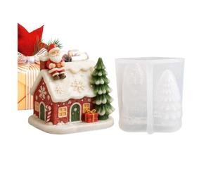 Moules en silicone pour fabrication de bougies Sculpture 3D chaumière du | Forme 3D maison de Noël en silicone Pour artisanat ciment plâtre art DIY savon loisirs créatifs déco fêtes cent