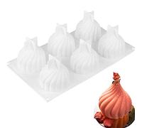Moules en Silicone pour gâteau,BKJJ 6 Trous Forme de Whirlwind, Moule de cuisson en silicone, pour Muffins, Gâteau, Savon, Gelée, Pâtisserie, Cupcake
