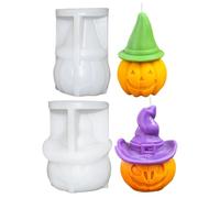 Moules en silicone pour Halloween, citrouille, chapeau de sorcière, moule en silicone, moules à bougies pour mouler, moules à bougies, moules à savon, plâtre (A+B)
