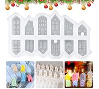 Moules en Silicone Pour maisons, 12 Mini Maisons, Moules en silicone, Bougies à Couler, Moule Silicone Platre, Pour Verser Avec Plâtre, Béton Créatif, Poudre de Coulée, Moule Maison