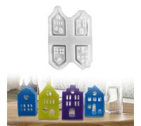 Moules en Silicone pour Maisons,Moule à bougie avec fenêtre,Moule en silicone pour maison,Moules à bougie pour couler,Moules en Silicone Moulant Des Maisons de Moules (maison-4)