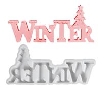 Moules en silicone pour mots de Noël - Plateau à lettres d'hiver 3D, moule de panneau de vacances | Dortoir, bureau, école, jour de semaine, décoration de fête d'anniversaire avec construction