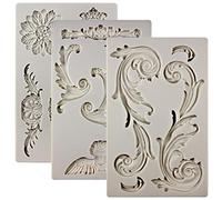 Moules en silicone pour ornements de style baroque à motifs en spirale 3 pièces Cherub Birdbath Scrollworks inspirés de l'art déco dentelle