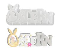 Moules en Silicone pour Pâques,Outil de Lettre Lapin à Démoulage Facile pour Artisanat,Moules pour Décorations Festives - Pour Décoration Pâques Accent Maison Ornement Plâtre Art Résine Famille Amis F