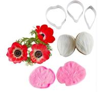 Moules en silicone pour pâte à sucre avec veinure de pétale, ensemble d’ustensiles en acier inoxydable, décoration de gâteau, pâte à sucre, moule en silicone pour fleurs, veinure de fleur en glaçage