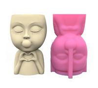Moules en silicone pour pot de fleurs en forme de tête de fille, pots de fleurs époxy pour les amateurs