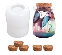 Moules en silicone pour résine bouteille en silicone avec 5 bouchons en bois moule en résine coulée pour bonbons bi MOULE A MODELER