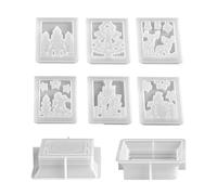 Moules En Silicone Pour Résine De Noël - Set Anti-Adhésif,Moules À Bougies De Noël Décorations De Fêtes,Pour Plâtre Lanterne Bougeoir Décoration Maison Centres De Table Adultes