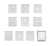 Moules En Silicone Pour Résine,Lot de 10 Moules à Résine Plâtre Boîte de Noël | Décoration Maison pour Pâte à Sucre Savon Cire Créative Fête Anniversaire Salon