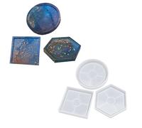 Moules En Silicone Pour Sous-Verres Diy - Carré, Rond, Hexagone - Translucide - Lot De 3 - Démoulage Et Nettoyage Faciles