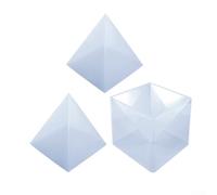 Moules en silicone pyramide 3D pour travaux manuels en résine, parfaits pour la fabrication d'articles décoratifs et de solutions de rangement (2 pyramides + 1 base)