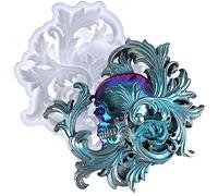 Moules en Silicone Résine époxy Halloween, Tête de Mort Résine Sculpture Moule en Silicone, Halloween Horreur Décoration à Suspendue, Moules à Bougie Crâne DIY, Artisanale de Résine Epoxy