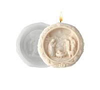 Moules en silicone - Scène de crèche - Moule rond 3D - Moule de bougie de naissance Jésus - Moule de Noël simple