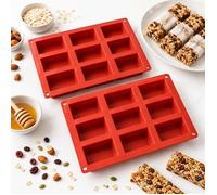 Moules en silicone - SIROCO - 9 financiers / barres de céréales - Lot de 2 - Anti-adhésif - Four/Micro-ondes/Lave-vaisselle