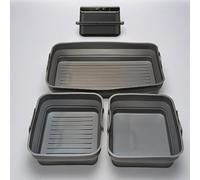 Moules et plateaux pliables pour friteuse à air double panier - Compatible avec Cosori TwinFry 10 L - Set 3 pièces : 1 grand moule + 2 petits (lisse et strié)